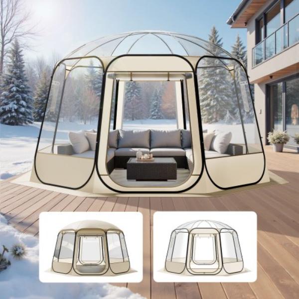 JGZ12111FT00M3C9I001V0 Pop up Bubble Tent - 12 x 11.1 ft. Waterproof & UV-Resistant - Clear Camping Tent Shelter for 10-12 Persons Patio Backyard