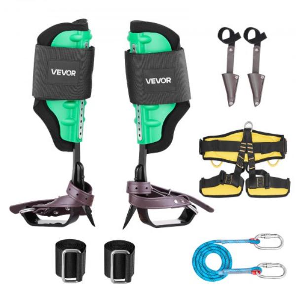 Tree Climbing Spikes Set - Height-Adjustable Tree Climbing Gear - 350 lbs Load - Heavy Duty Steel Climb Spurs - Arborist Equipment
