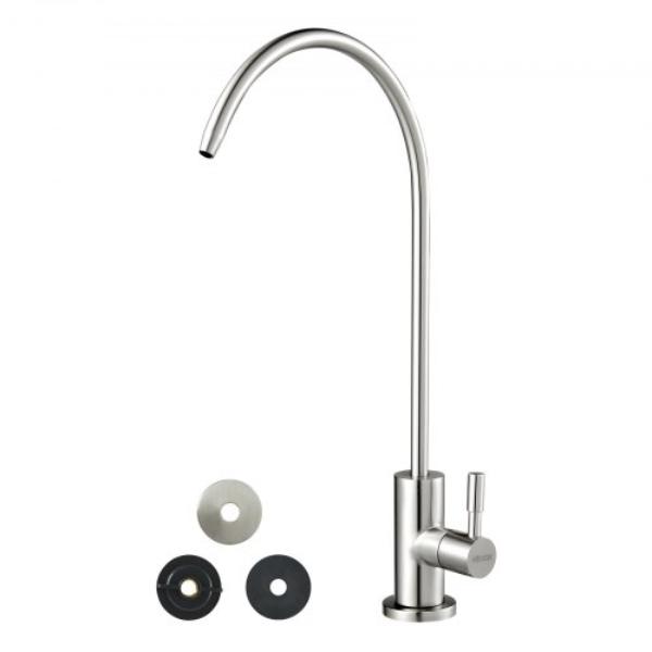 Picture of Vevor BXGZTBSGLSLTDJEHJ001V0 Stainless Steel Faucet - Drinking Water Faucets - Reverse Osmosis Faucet - Solid Brass Valve - High Arch Filtered Water Faucets - Brushed Nickel