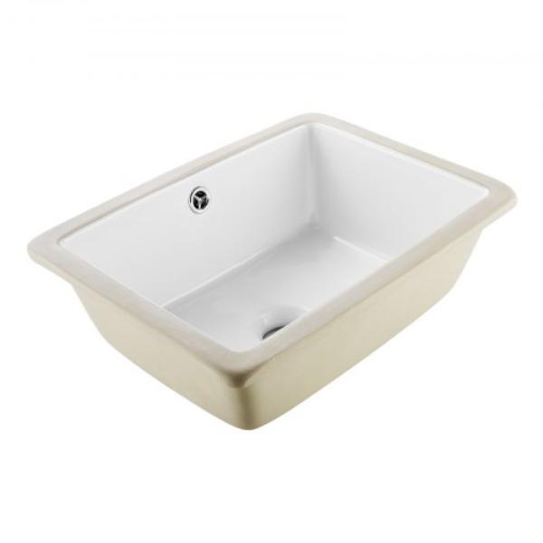 Undermount Bathroom Sink - 15.75 x 12.01 in. Rectangular White Ceramic Vessel Sink with Overflow Hole in Modern Lavatory Vanity Bath Wash Bowl Basin