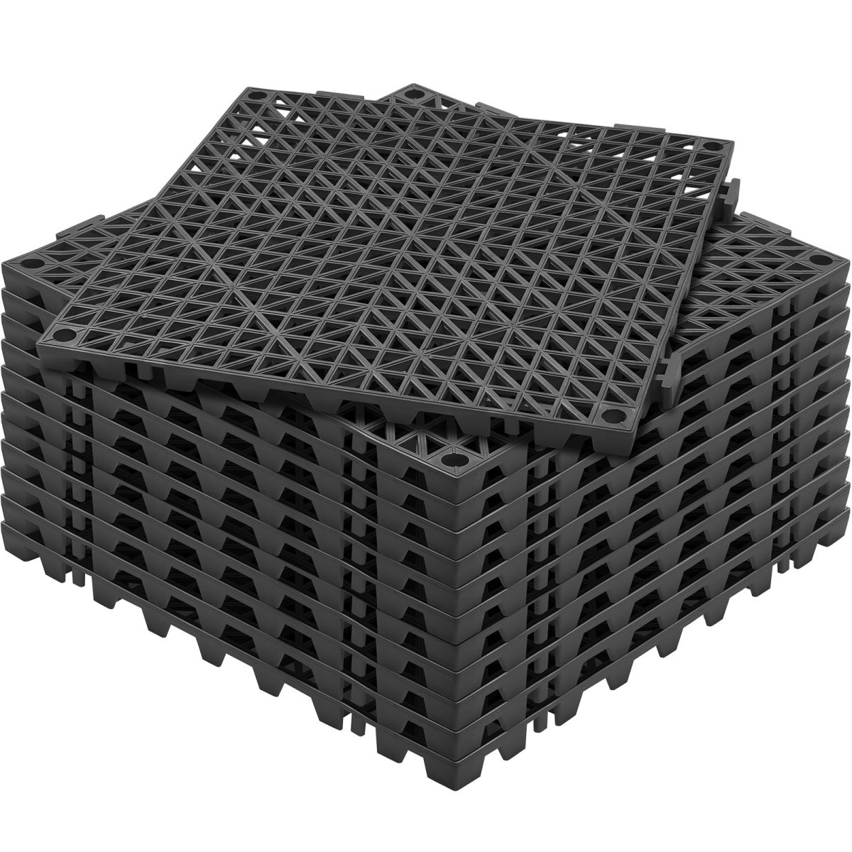 12 x 12 in. Interlocking Drainage Floor Tiles, Black - Pack of 12