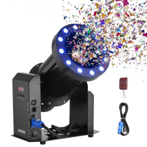 WCZXJYTSDFWDZU09F001V1 Electric Confetti Machine - 1500W - LED Lights - Portable Confetti Shooter for Wedding Christmas Event Show Stage
