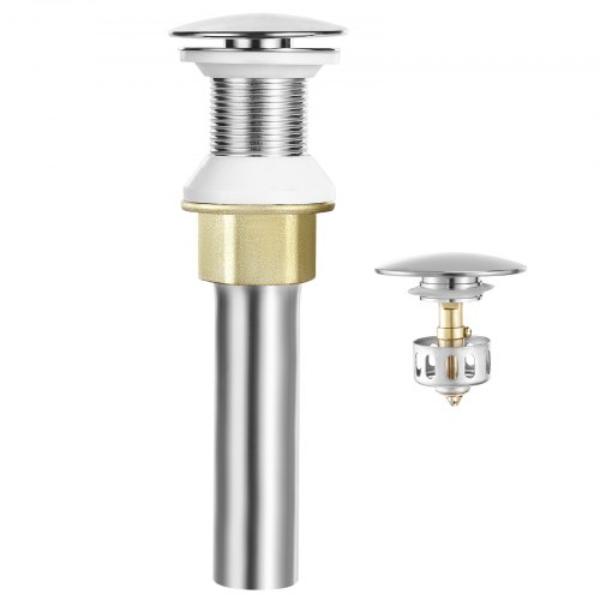 Picture of Vevor DCSPSZJWYLKQU6MVT001V0 Bathroom Sink Drain Without Overflow - Brass & 304 Stainless Steel Pop Up Drains - Anti-Clogging Vessel Drain Strainer - All Metal Hair Catcher Drains Stopper