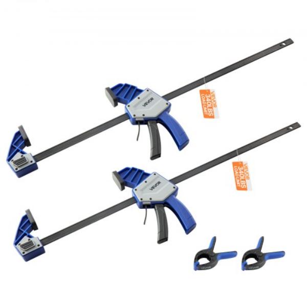 Bar Clamps - 24 in. One-Handed Clamp & Spreader - Quick-Grip F-Clamp - 340 lbs - Premium Plastic & Carbon Steel, Blue & Black - Pack of 2