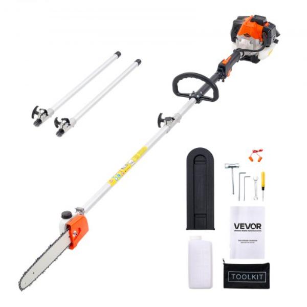 Gas Pole Saw - 25CC 2 Stroke Gas Powered Pole Saws with 12 in. Cutting Bar - Cordless Tree Trimmer with 23 fl oz Fuel Tank - 7 to 12 ft. Extendable