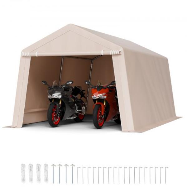 TYCWPMSJD10FDUPPE001V0 Outdoor Storage Shed - 10 x 15 ft. - Portable Storage Tent - Waterproof Canopy - Heavy Duty Frame - Beige