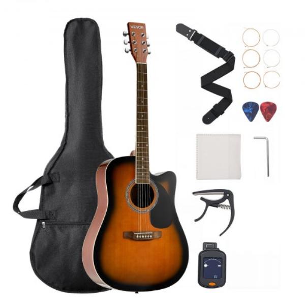 41 in. Cutaway Acoustic Guitar - 6-String - Sunburst Solid Spruce Top Guitar - Beginner Bundle with Gig Bag - Tuner for Fingerstyle Solo Jazz