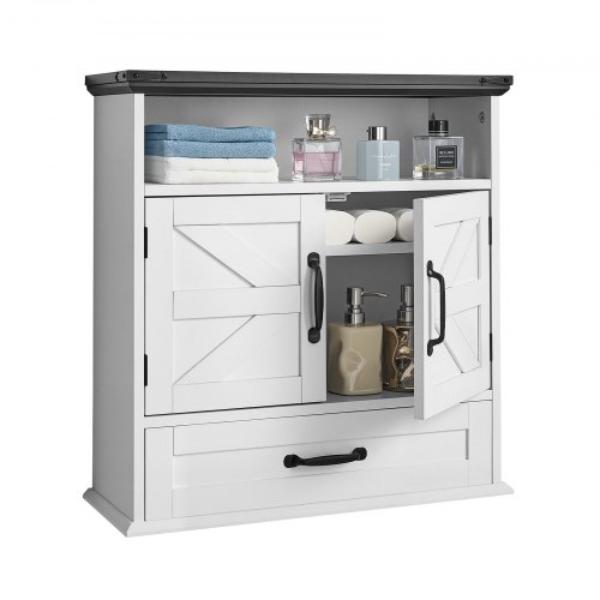 24 x 9 in. Bathroom Wall Cabinet - 2 Doors & Adjustable Shelf - Over the Toilet Storage Medicine Cabinet Wall Mounted - Hanging Organizer - White