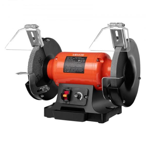 8INCHTSMCBS8H71PH001V1 8 in. Variable Speed Bench Grinder - 2000-3450RPM - 550W Induction Motor - 36-60 Grit Grinding Wheel - Adjustable Eye Shield