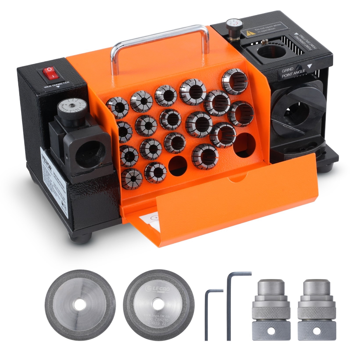 Drill Bits Sharpener 3-20mm Bits Grinder Sharpener & 18 Collets