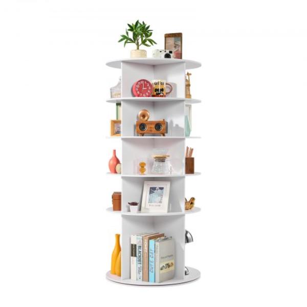 XZXJEKWDZ5CS2TKI8001V0 5-Tier Rotating Shoe Rack Tower - 360 deg Spinning Carousel, Freestanding Lazy Susan Organizer, White