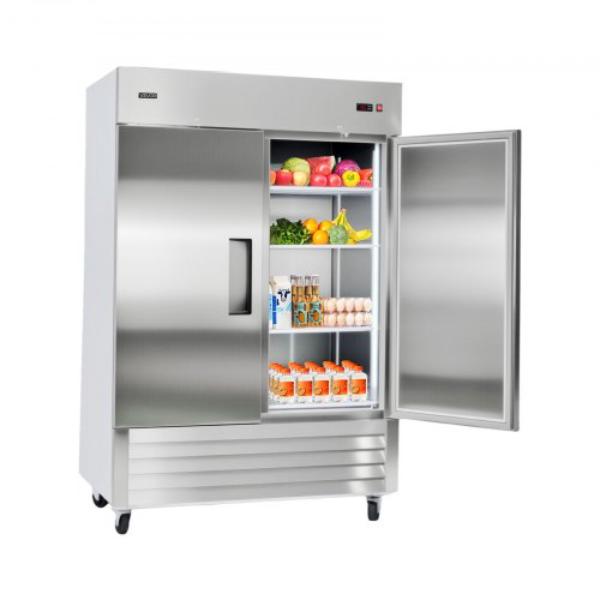 Picture of Vevor LSSYLJDSMLZDRTWIL001V1 Commercial Refrigerator - 32.2 in. Reach In Upright Refrigeration Double Door - 43.2 cu. ft. Auto-Defrost Stainless Steel Refrigerator - 4 Wheels