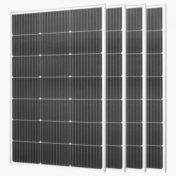 100W Monocrystalline Solar Panels - 23 Percent High-Efficiency Mono PV Module with Stable MC4 Output & Aluminum Frame - 4 Piece