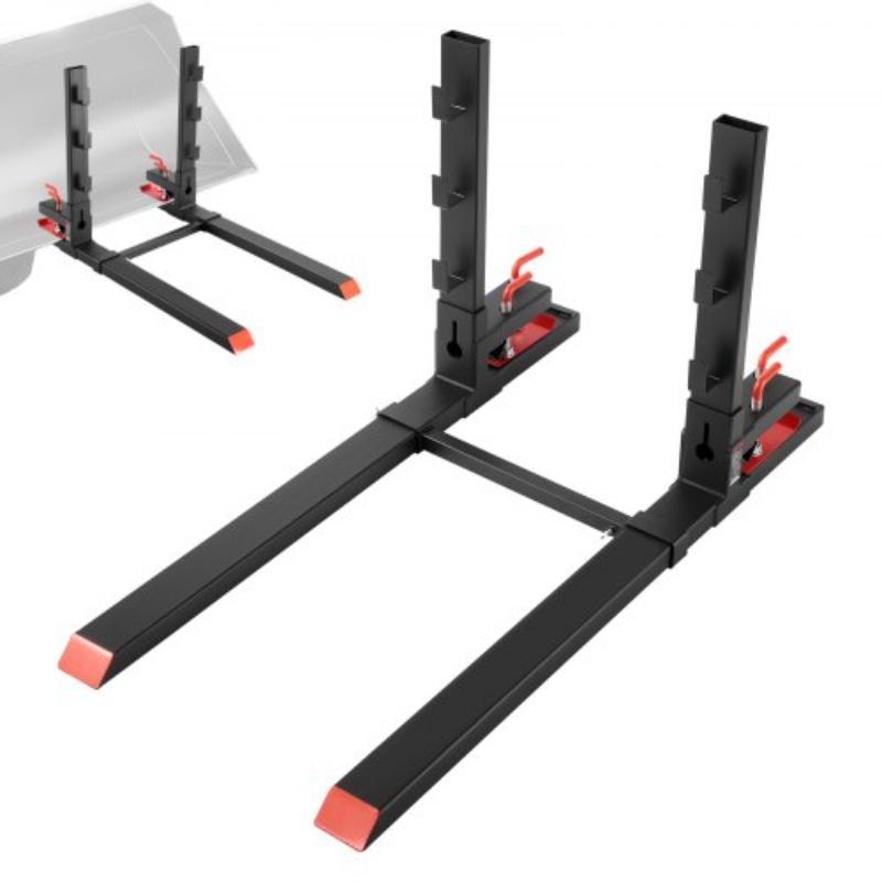 Pallet Forks - 4000 lbs Clamp on Pallet Forks - 60 in. Total Length Heavy-Duty Tractor Fork with Anti-Tilt Bar & Adjustable Stabilizer Bar - Black