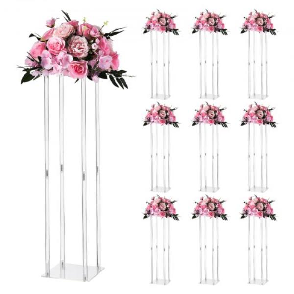 Wedding Flower Stand - 31.5 in. Column Flower Stand - Floral Stands with Acrylic Laminate - Cylindrical Cubic Floral Display Rack - 10 Piece