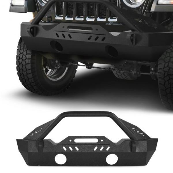 Front Bumper - Heavy-Duty Steel - Winch Plate - D-Ring Mounts - Fog Light Housing for 2018-2024 Jeep Wrangler JL JLU & Gladiator JT