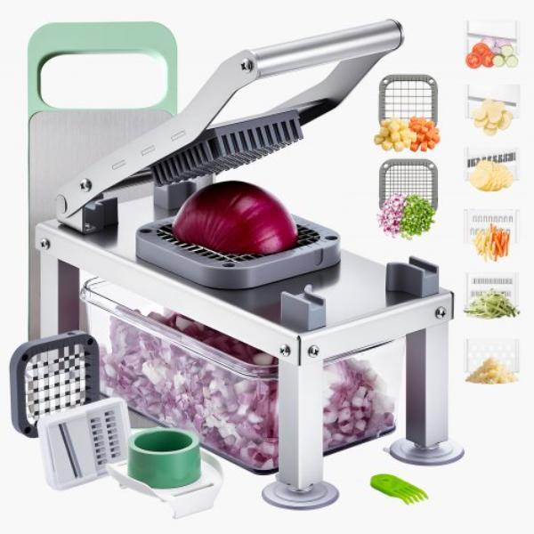 Picture of Vevor JSSWQSJQDQSQRENNV002V0 Vegetable Chopper-Mandoline Slicer - All-in-1 Food Veggie Cutter 8 Stainless Steel Blades - Cheese Grater-Onion-Potato Salad Dicer