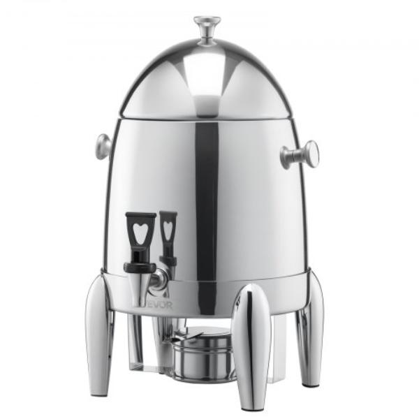 Picture of Vevor BXGYLFPQBXGSQ0G7U001V0 Stainless Steel Beverage Dispenser - 2.7 gal Drink Dispenser with Alcohol Burner - Hot & Cold Drink Dispensers for Coffee Tea Hot Water with Spigot Ice Tube