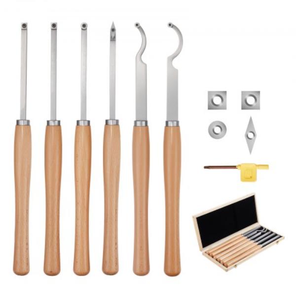 Wood Lathe Turning Tool Set - Diamond Round Square Carbide Inserts, Wooden Box for Beginners, Hobbyists - Professionals - 6 Piece