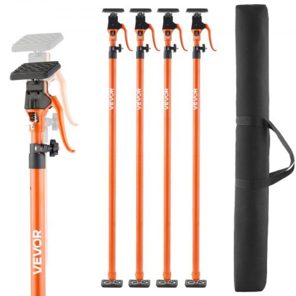 Cabinet Jack Support Pole - 49.2-114.6 in. Steel Telescopic Quick Support Rod Adjustable 3rd Hand System up to 198 lbs - Pack of 4