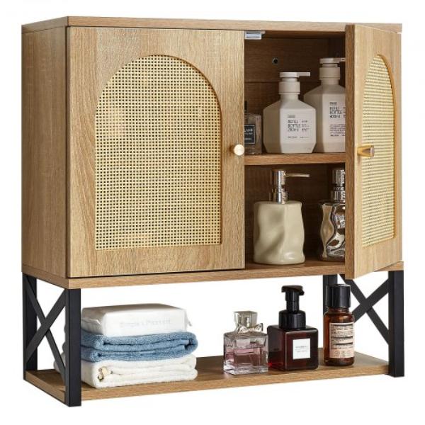 BDMJG2JYJGBSE1Z17001V0 Bathroom Wall Cabinet with 2 Doors & Adjustable Shelf - Over the Toilet Storage Medicine Cabinet Wall Mounted