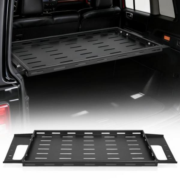 Rear Trunk Cargo Rack - Black - 300 lbs - Carbon Steel Basket Tray Interior Storage Luggage Carrier with Net for 2021-2024 Ford Bronco