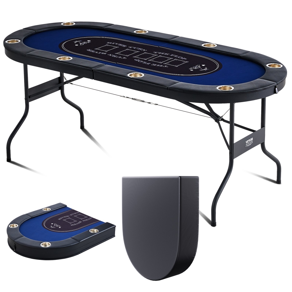 Picture of Vevor DZDTZDPKPZ8P95XDIV0 72 in. 8 Player Foldable Poker Table&#44; Blue