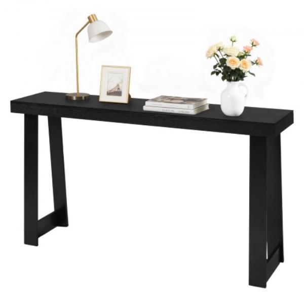 56 in. Console Table - Modern Desk Behind the Couch - Wooden Rectangle Entrance Desk - Narrow Long Sofa Table Accent Stand - Black