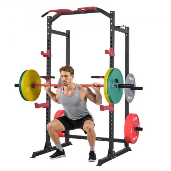 Power Cage Power Rack - Multifunctional Barbell Squat Rack with Adjustable Height - Home Gym Strength Training Workout Equipment
