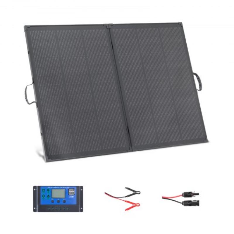 200W Foldable Solar Panel with Frame - 23 Percent High-Efficiency Portable Monocrystalline Solar Panel Charger with 30A PWM Controller & MC4 Output