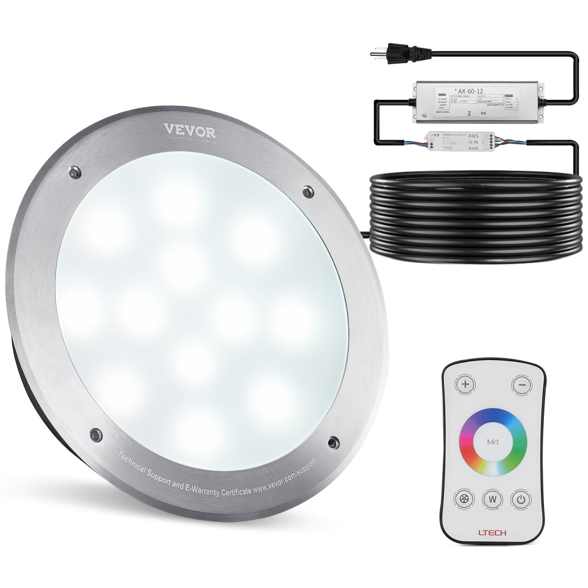MDSYCD110V10GNMLKV1 10 in. 40W 120V AC LED Pool Light with 100 ft. Cord Remote Control