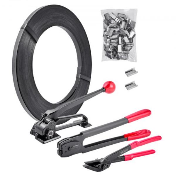 GDSDKZGJGD34ESJXQ001V0 Steel Banding Strapping Kit - Heavy Duty Banding Sealer Tool with 600 ft. Binding Straps - 300 Metal Seals