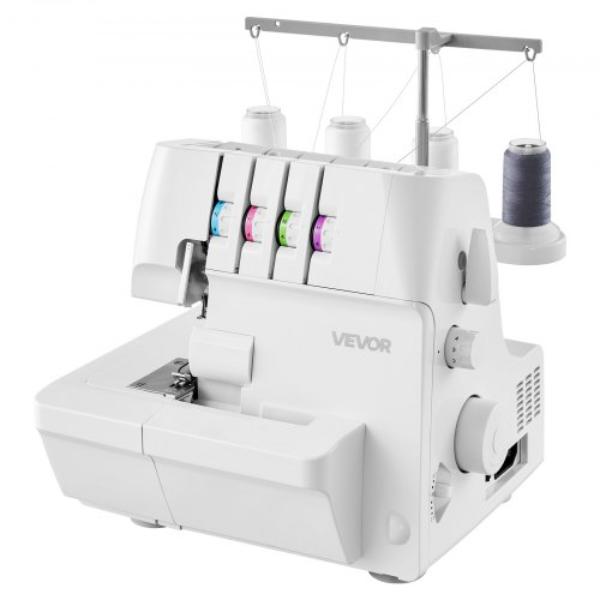 Serger Overlock Sewing Machine - 1250 Stitches Per Minute - 2-3-4 Thread Capability - 0.7-2 Adjustable Differential Feed - White