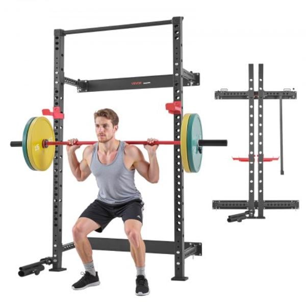 BGSSDJKZD000GAF2E001V0 Folding Power Cage - Wall-Mounted Power Rack Squat Rack - Multifunctional Strength Training Workout Equipment - 1000 lbs