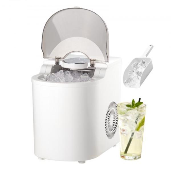 Picture of Vevor TMSZBJZDB26LUMWNQ001V1 Countertop Ice Maker - 7 Cubes Ready in 6 Mins - 26 lbs - Self-Cleaning Portable Machine with Ice Scoop - Ice-Making Machine