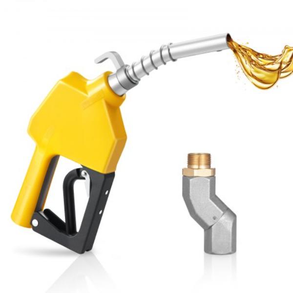 0.75 in. NPT Automatic Fuel Nozzle - Max Flow Rate 11.8 GPM - Auto Shut Off - Diesel Gas Pump Nozzle - 3-Speed Trigger Lock - 0.78 in. Spout