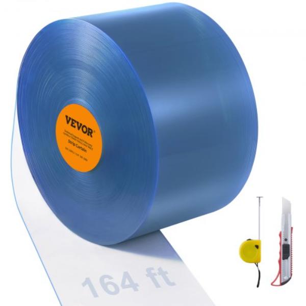 Picture of Vevor JPVC164X81PCSGAU7V0 Strip Curtain - 164 ft. x 8 in. x 0.08 in. - Clear PVC Smooth Curtain Strip Door Bulk Roll - Plastic Door Strips