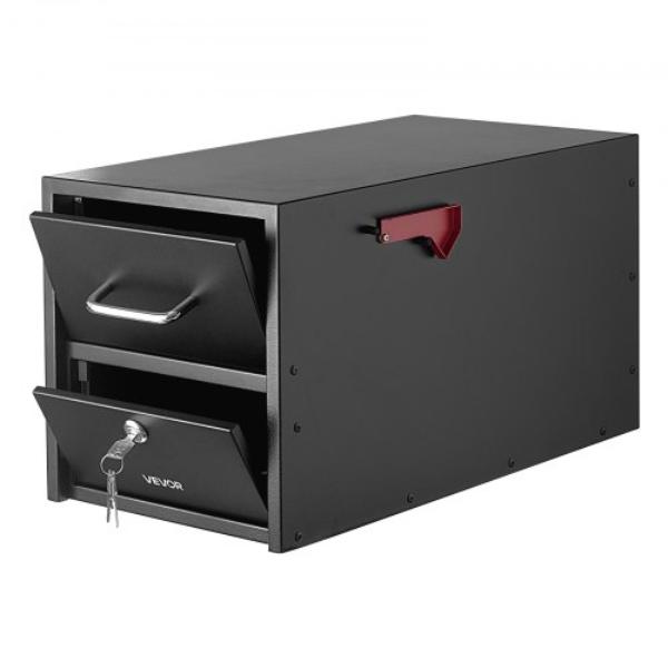 Post Mount Mailbox - Anti-Pry & Anti-Theft - Heavy Duty Lockable Mail Box - Weather-Resistant Metal Post Box - 21.06 x 10.63 x 11.22 in.