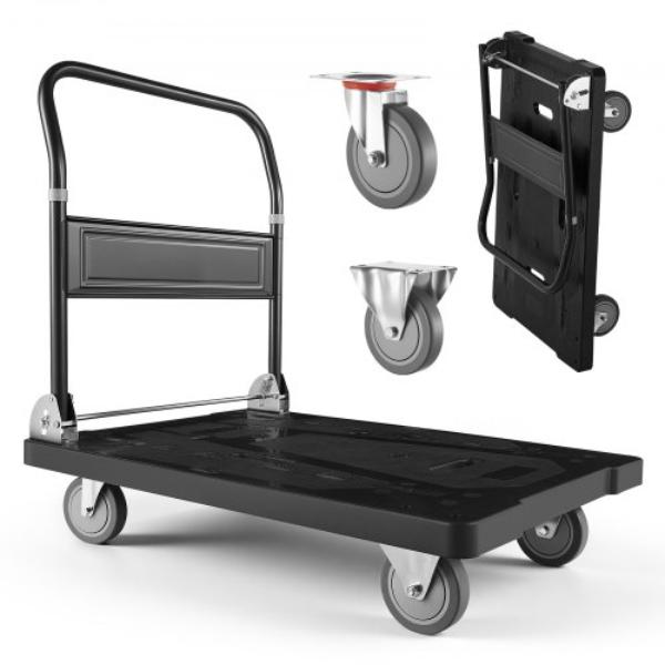 Foldable Push Cart Dolly - 1000 lbs - Folding Platform Truck with Swivel Wheels - Moving Platform Hand Truck Flatbed Cart - 35.2 x 23.4 x 33.5 in.