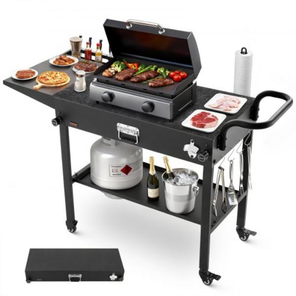 ZDKHWBCTCKZDMMVJC001V0 Outdoor Grill Cart - 31 x 17 in. Tabletop - Foldable Outdoor Cooking Table - BBQ Prep Tables for Picnic - Kitchen - Courtyard