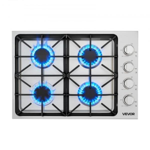 Picture of Vevor SYTMRQZTQRS3QEGDJ001V1 30 in. Gas Cooktop - 4 Burners - Max 48000BTU - Built-in Stainless Steel - LPG & Natural Gas - Dual Fuel Cooktop with Sealed Burner
