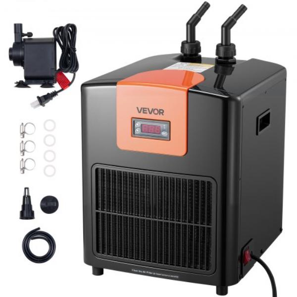 110 gal Aquarium Chiller - 0.33 HP Water Chiller for Hydroponics - Fast Cooling for Fish Tank - Quiet Refrigeration Compressor - Titanium Evaporator