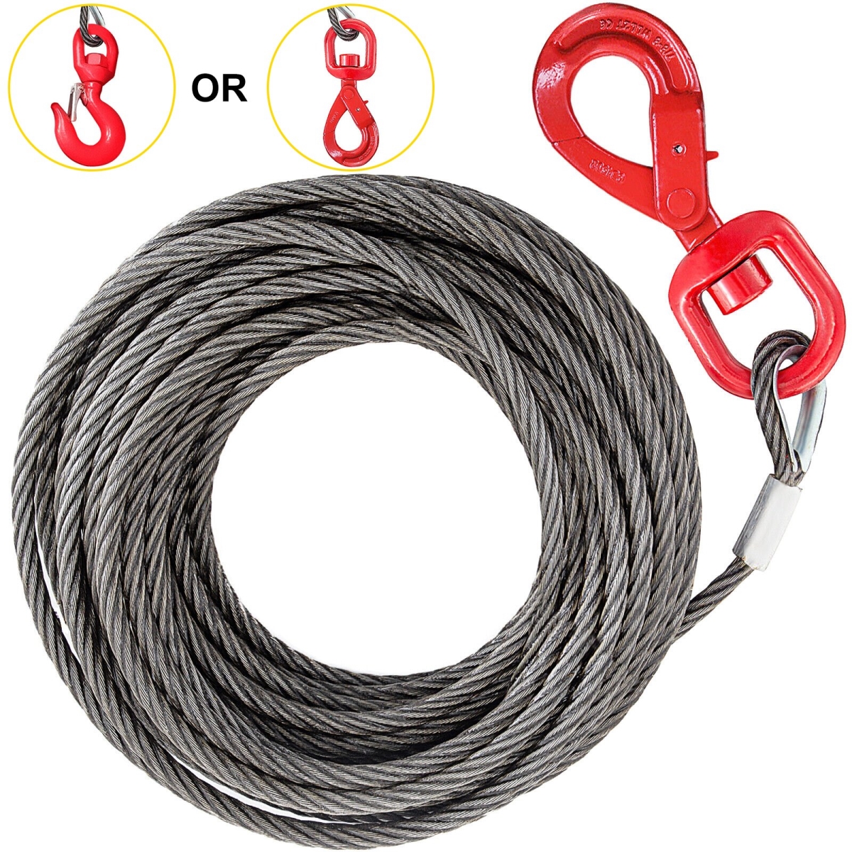 Picture of Vevor 2T15MGSSG00000001V0 0.37 in. x 50 ft. Replacement Winch Cable
