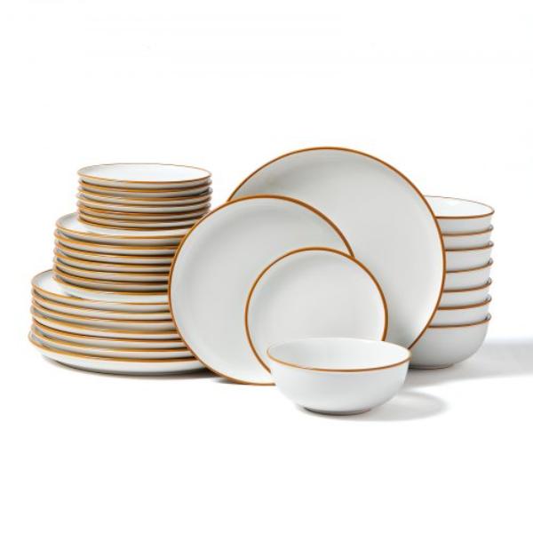 Picture of Vevor YXKSMBSYXKS3GBB7HV0 Dinnerware Set - Service for 8, Round Plates & Bowls - Scratch-Resistant Ceramic, White - 32 Piece