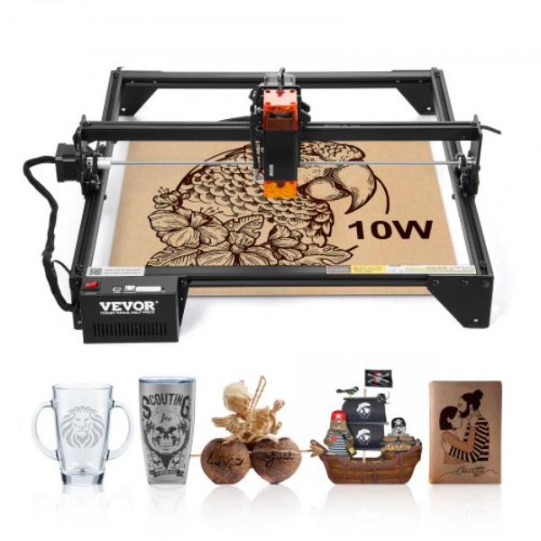Laser Engraver - 10W Output - Laser Engraving Cutter Machine - 14.9 x 15.7 in. Working Area - 10000 mm Movement Speed - Eye Protection