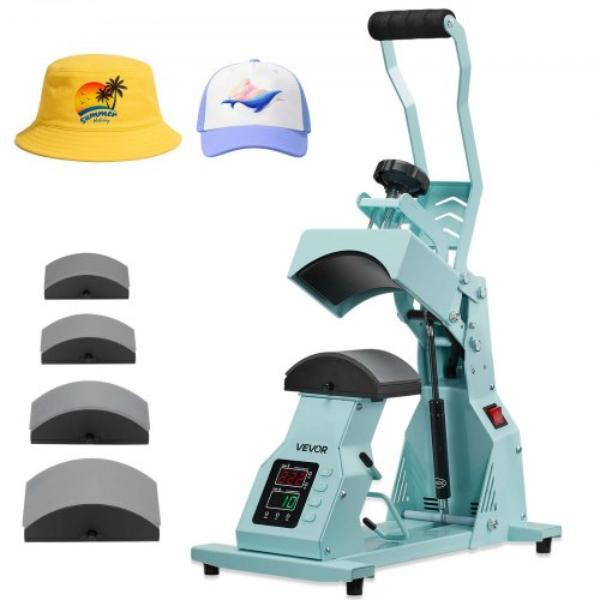 Hat Heat Press Machine - Green - with Interchangeable Platens - Precise Temperature & Time Control for HTV Iron On & Sublimation Projects - 4 Piece