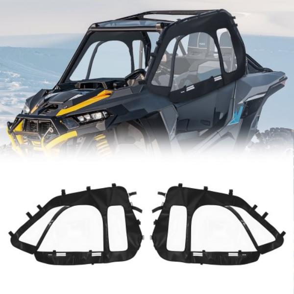 Cab Enclosure Upper Doors - Soft Upper Doors with Windproof Upgraded Zipper UTV Soft Side Window Kit for 2014-2023 Polaris RZR XP 1000-XP Turbo