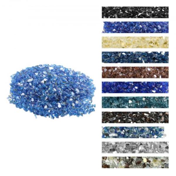Fire Glass, 10LBS / 4.5KG High-Temperature Resistant Fireplace Rocks, 1/4-Inch / 6.35 mm Reflective & Smokeless Firepit Glass Rock, High Luster...