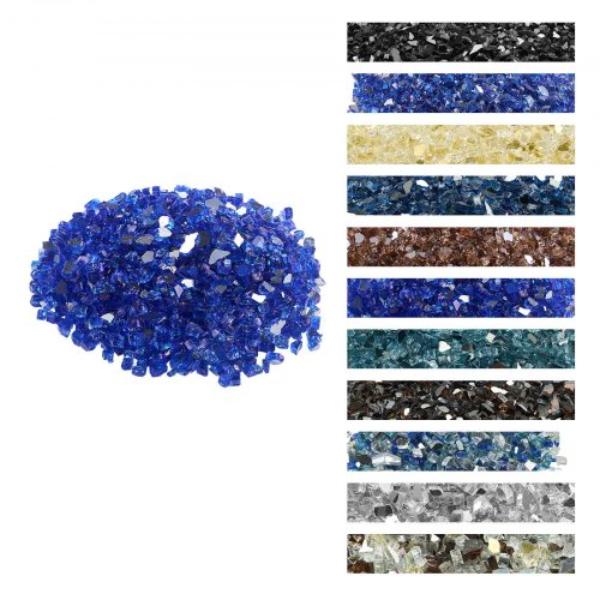 FHBLFGSGHBL1F68L4001V0 0.5 in. Fire Glass - 10 lbs High-Temperature Resistant Reflective & Smokeless Firepit Glass Rock - Cobalt Blue
