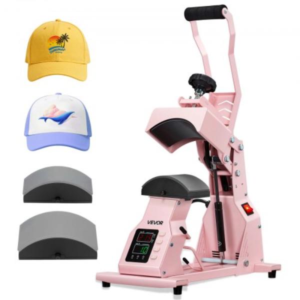 Hat Heat Press Machine with Interchangeable Platens - Precise Temperature & Time Control for HTV Iron On & Sublimation Projects, Pink - 2 Piece